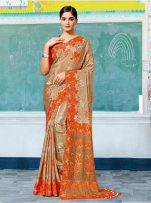 Panchvati NX Printed Bollywood Crepe Saree(Gold)