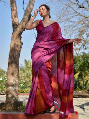 p fashion Printed Handloom Handloom Pure Cotton Saree(Multicolor)