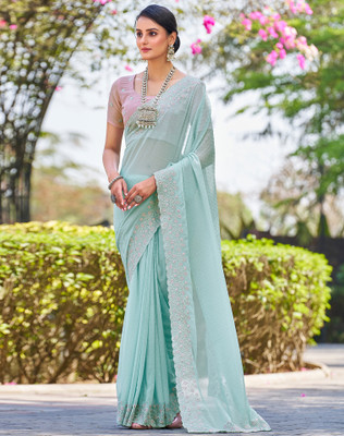 SIRIL Embellished Bollywood Georgette Saree(Blue)