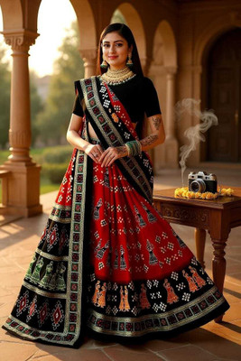 Tareninx Printed Sambalpuri Pure Cotton Saree(Multicolor)