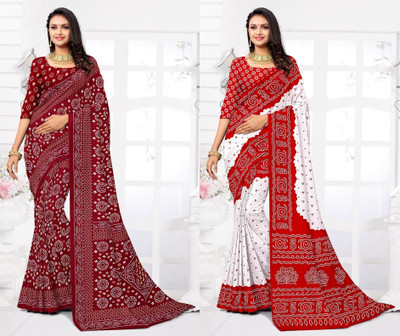 Panchvati NX Printed Daily Wear Georgette Saree(Pack of 2, Multicolor)