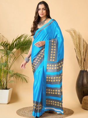 Dori Printed Bollywood Crepe Saree(Blue)