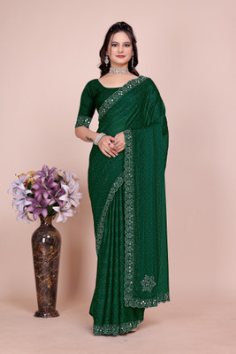 DEV SHREE SILK Embellished Bollywood Chiffon Saree(Green)