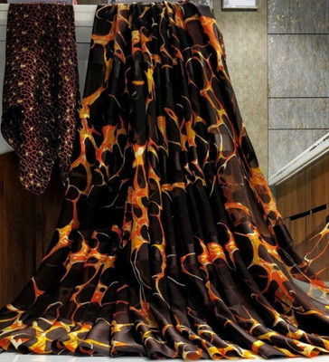 Bombey Velvat Fab Floral Print Jamdani Chiffon, Georgette Saree(Black)