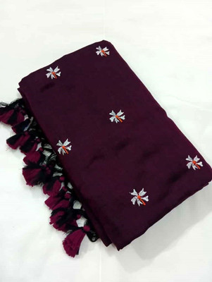 RIDDHIMAN FASHION Floral Print Handloom Pure Cotton Saree(Purple)