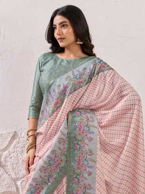 Tasrika Paisley, Woven, Printed Banarasi Tussar Silk Saree(Green)