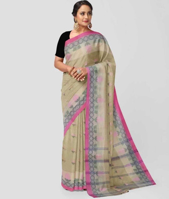 HouseOfCommon Self Design Tant Pure Cotton Saree(Grey)