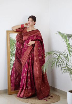 Soor Panchi Woven Kanjivaram Pure Silk Saree(Maroon)