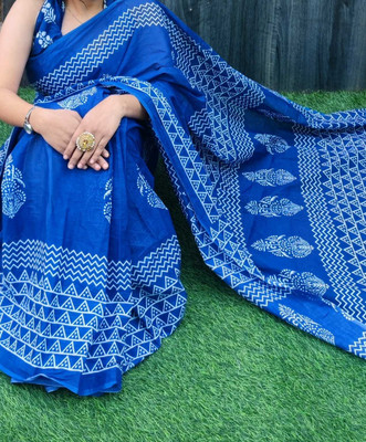 RAMNATHS Printed, Color Block, Blocked Printed Bollywood Pure Cotton Saree(Brown)