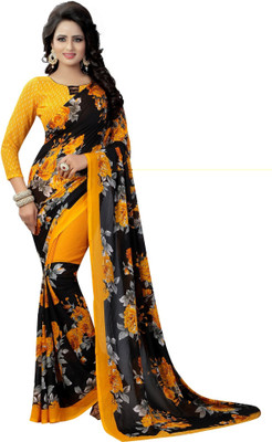 Suali Printed Daily Wear Georgette Saree(Black)