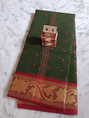 BD Taant Saree Self Design Tant Pure Cotton Saree(Light Green)