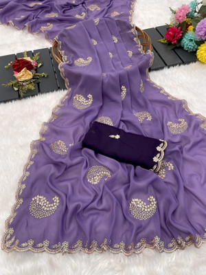 Ethina Fashion Embroidered Bollywood Georgette Saree(Magenta)