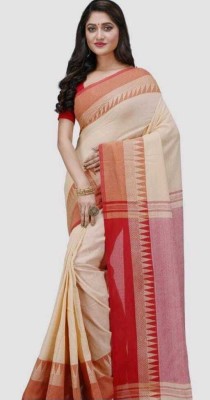 Parbati fashion Self Design Tant Pure Cotton Saree(Cream)