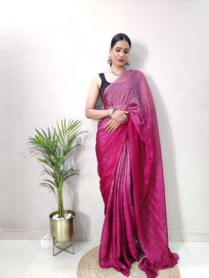 ZILVIRA Striped Bollywood Georgette Saree(Pink)