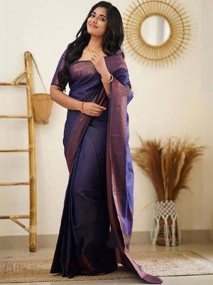Moda Rapido Woven Daily Wear Silk Blend Saree(Purple)
