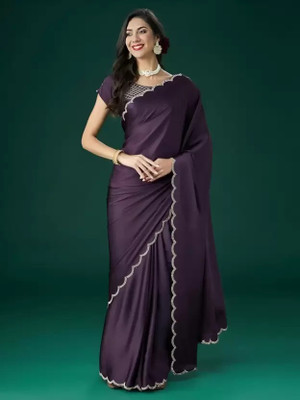 Saadhvi Self Design Bollywood Georgette Saree(Purple)