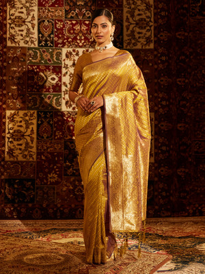 KASEE Self Design Banarasi Art Silk Saree(Mustard)