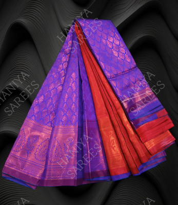 rgsaree Woven Banarasi Silk Blend Saree(Purple)