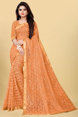 Liberty Lifestyle Embroidered Bollywood Brasso Saree(Orange)