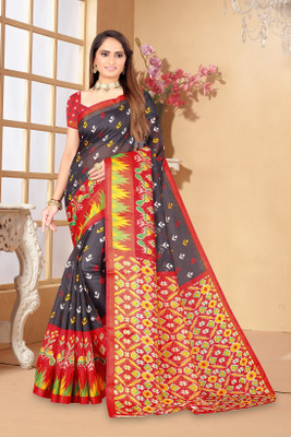 Suali Printed Bandhani Art Silk Saree(Red)
