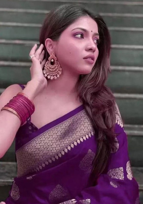 Aadvika Woven Banarasi Art Silk Saree(Blue)