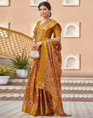 Miloz Printed Bollywood Georgette Saree(Yellow)
