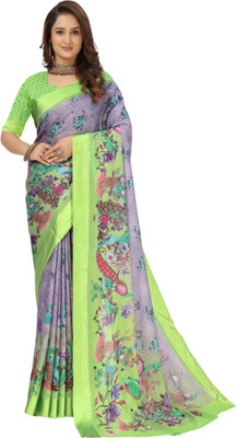 PremVastra Floral Print Bollywood Georgette Saree(Green)