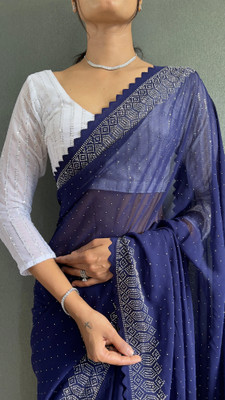 Cipto Embellished Bollywood Georgette Saree(Blue)