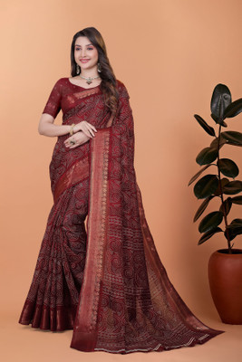 RASIFASHION Printed Banarasi Jacquard Saree(Maroon)