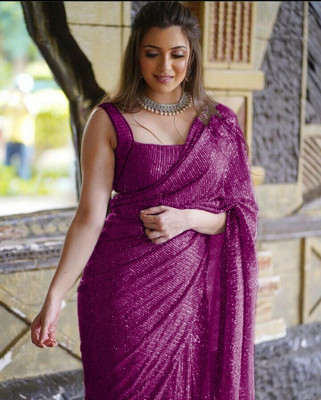Hemlata Embroidered Bollywood Georgette Saree(Purple)