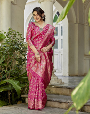YASHIKA Woven Banarasi Art Silk Saree(Pink)