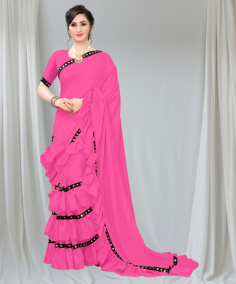 zoentik enterprise Self Design Bollywood Lycra Blend Saree(Pink)