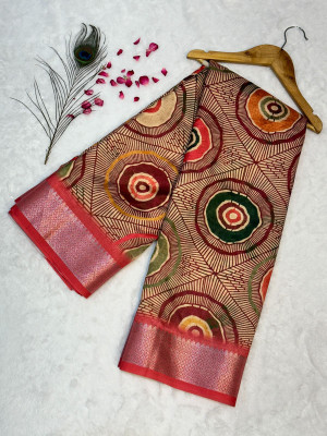 kaizen texo fab Digital Print Bollywood Pure Silk Saree(Maroon)