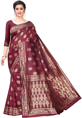 Rangleelacreation Self Design Bollywood Silk Blend Saree(Maroon)