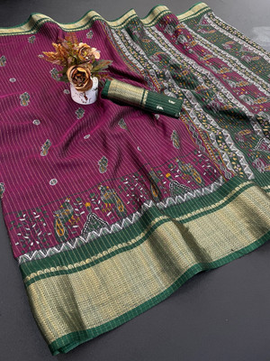 Aika Printed Daily Wear Silk Blend Saree(Magenta)