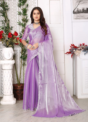 Qviday Self Design Bollywood Silk Blend Saree(Multicolor)