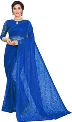 Suali Self Design Bollywood Net Saree(Light Blue)