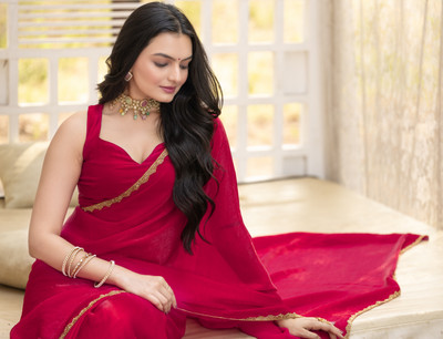 COSBILA FASHION Embellished Bollywood Silk Blend Saree(Multicolor)