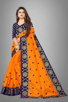 VELORA Solid/Plain Bollywood Georgette Saree(Mustard)