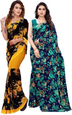 ANIRAV Printed Daily Wear Georgette Saree(Pack of 2, Multicolor)