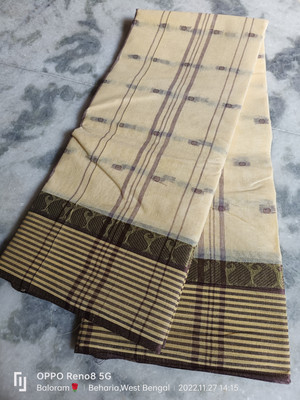 Balorampal Self Design Tant Pure Cotton Saree(Brown, Cream)