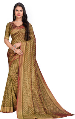 Vimla Printed, Geometric Print Bollywood Art Silk Saree(Dark Green)