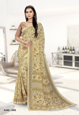 Vimla Printed Daily Wear Crepe Saree(Beige)