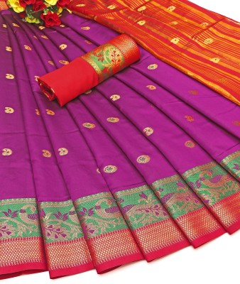 Fashion Club Collection Self Design Bollywood Cotton Silk Saree(Purple)