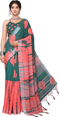 Priyashi Printed Mysore Cotton Silk Saree(Green)
