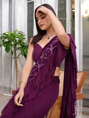 Cartyshop Self Design Bollywood Lycra Blend Saree(Magenta)