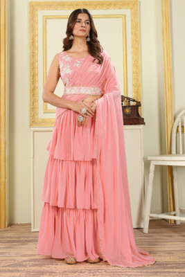 PATLANI STYLE Embroidered Bollywood Georgette Saree(Pink)