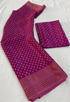 Dori Printed Daily Wear Crepe, Silk Blend Saree(Purple)