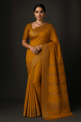 Saaga Clothing Solid/Plain, Woven, Self Design Handloom Pure Cotton Saree(Multicolor)
