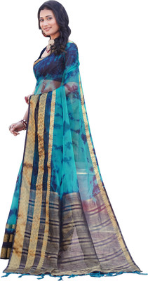 Aarunika SST Dyed Bollywood Organza Saree(Blue)